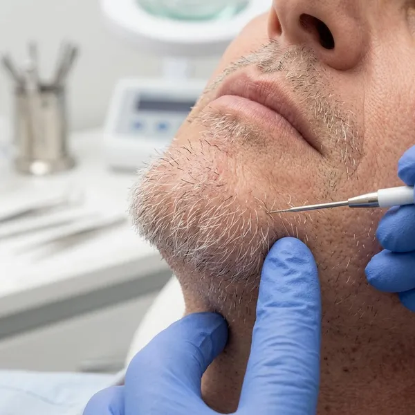 How does electrolysis remove grey facial hair?